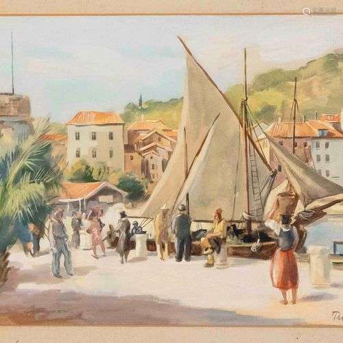 Georg Preller (1888-?) (attrib.), Mediterranean fishing vill...