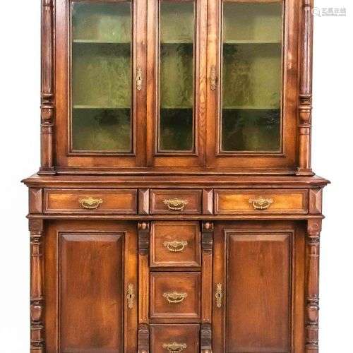 Founder period sideboard with glass top around 1880, solid o...