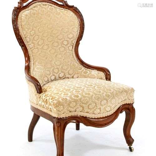 Louis Philippe salon chair circa 1860, solid mahogany, curve...