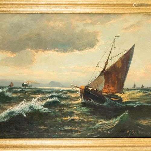Adolf Rheinert (1879-1958), Düsseldorf marine painter, Ships...