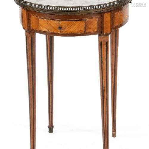 Round side table, France 20th c., walnut veneered, frame wit...