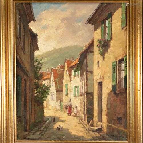 Jean Möhren (1876-?), painter working in Munich. Old town al...