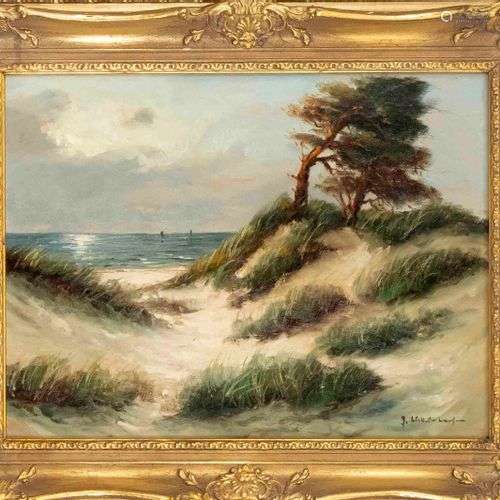 Unidentified painter mid-20th century, Baltic dunes with sea...