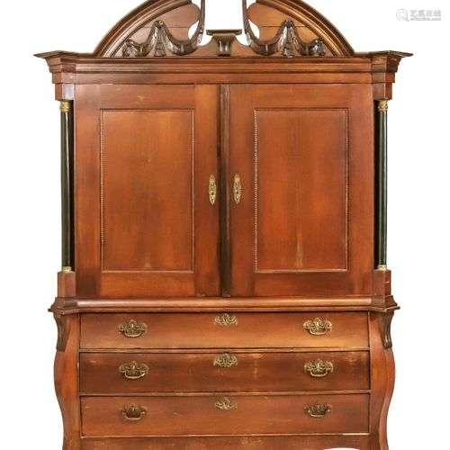 Cabinet, Holland around 1810/20, solid oak, lower part with ...