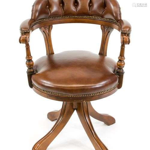 Office chair, probably England, 20th c., wooden frame, leath...