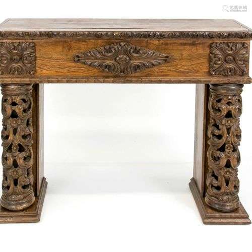 Large fireplace porch around 1880, solid elm, carved appliqu...