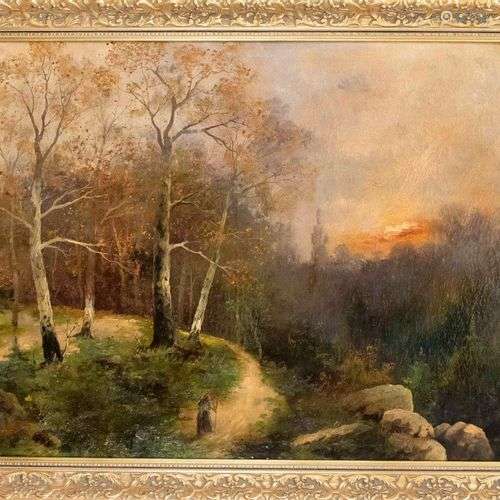 Anonymous painter of the 19th century, large autumn landscap...