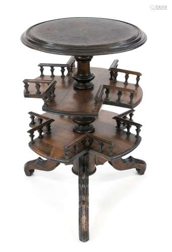 Side table with shelf, around 1890, walnut stained beech, ro...