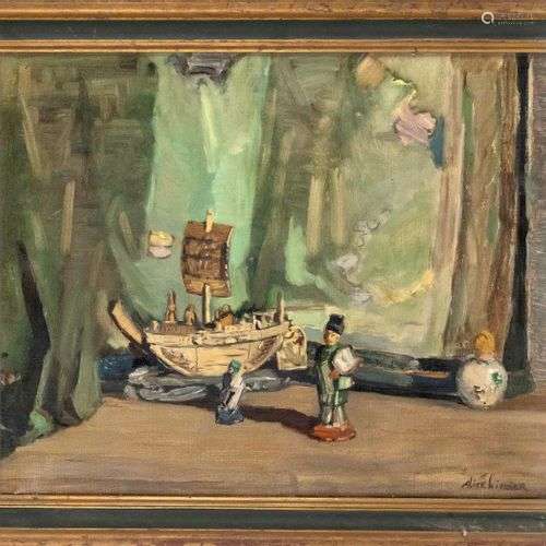 Alice Kindier (?), painter c. 1920, chinoise still life with...
