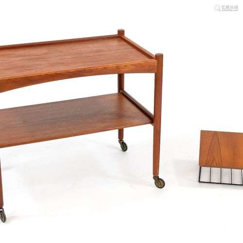 Serving trolley and small wall board, Denmark 1960s, solid w...