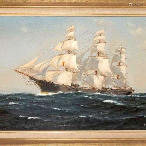 C.G. Wallis, marine painter mid 20th c., ship portrait of th...