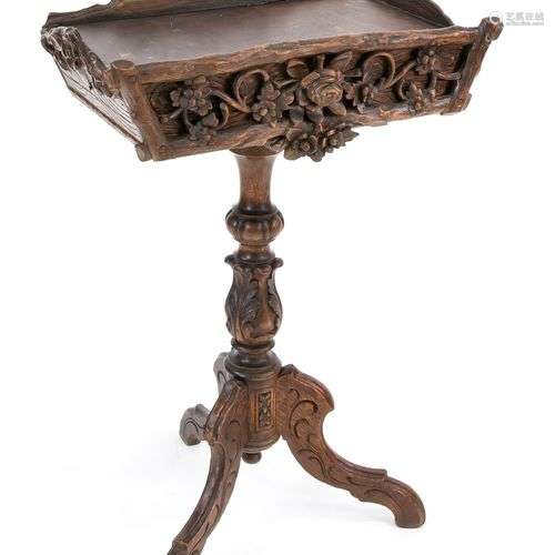 Flower/plant table around 1880, solid oak, carved typical fo...