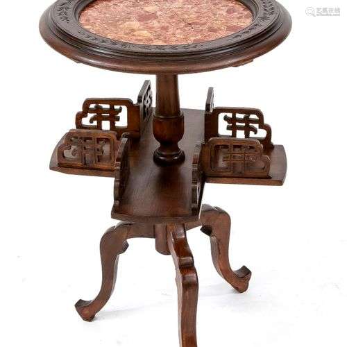 Side table around 1900, walnut colored wood, inset marble to...