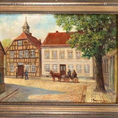 Unidentified painter of the 19th century, village square wit...