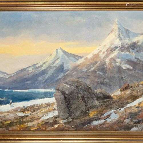 Einar Thorbjörn (1911-1985), Landscape in Greenland, oil on ...