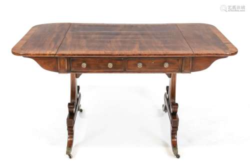 English tea table, 19th century, solid mahogany and veneered...