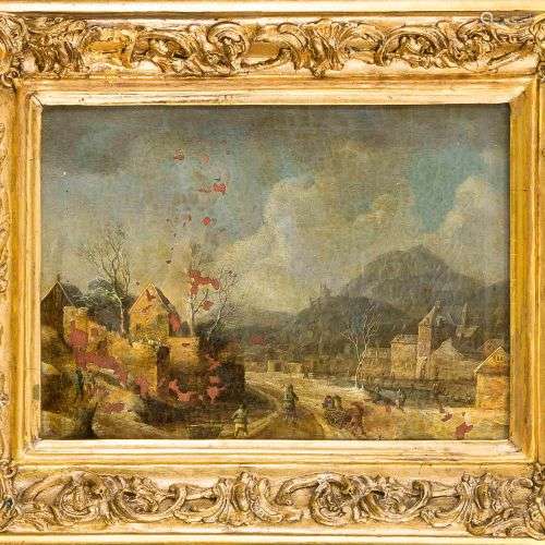 Dutch painter of the 17th/18th century, view of a village in...