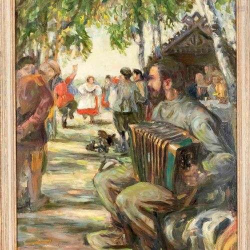 Monogrammed artist 1st half 20th century, folk festival with...