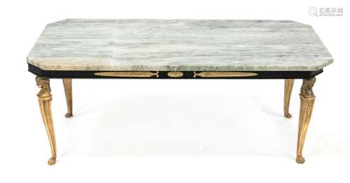 Classicist style coffee table, 20th c., cast brass frame in ...