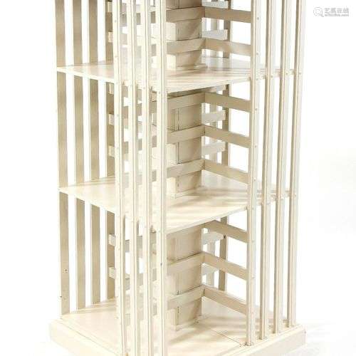 Book mill around 1900, white lacquered wood, rotating frame ...