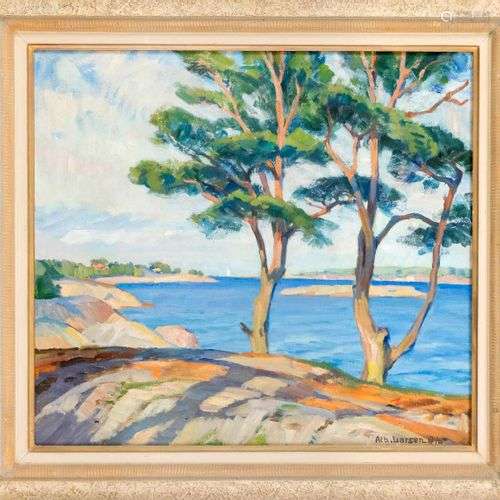 Albert Larsen (1885-1957), summer coastal scene, oil on canv...