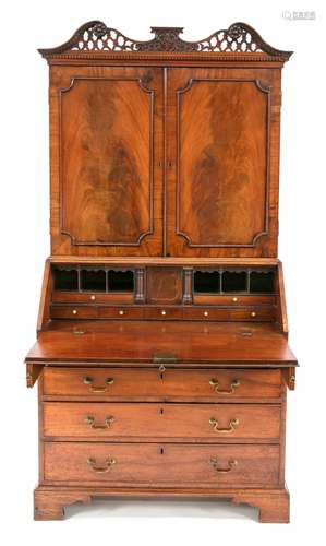 English slanted-flap secretary, 19th century, solid mahogany...