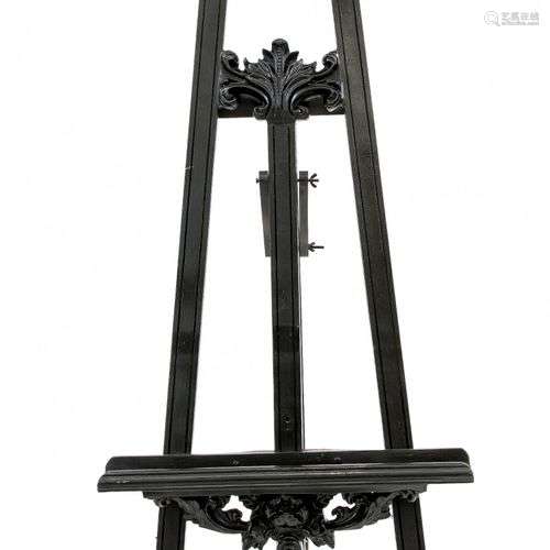 Easel, 20th c., historical style, ebonized wood carved, 170 ...