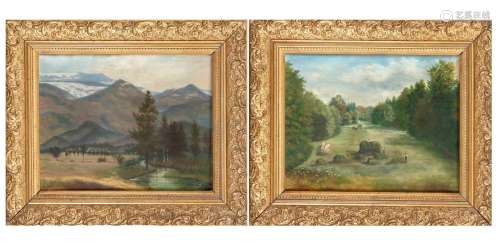 G. Frank, landscape painter around 1900, pair of landscapes:...