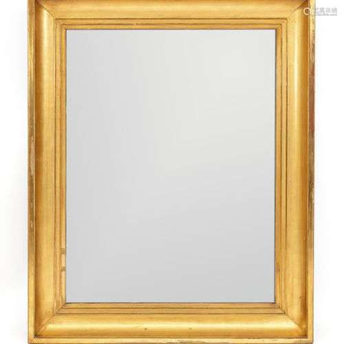 Wall mirror, fluted wooden frame gilded, 20th c., 114 x 91 c...