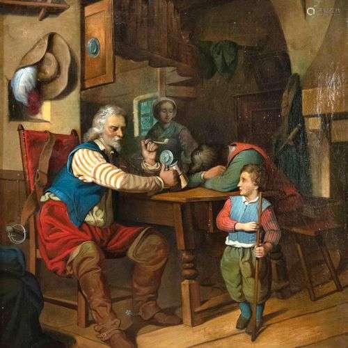 A. Bauer, 19th century history painter, innkeeper with lansq...