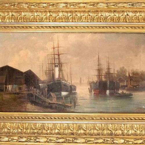 signed Hohenstädt, marine painter end of 19th century, harbo...