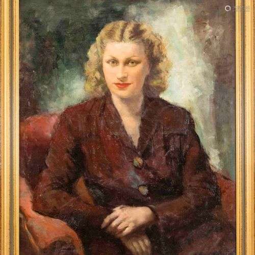 Lallemant, French portrait painter c. 1930, portrait of a yo...