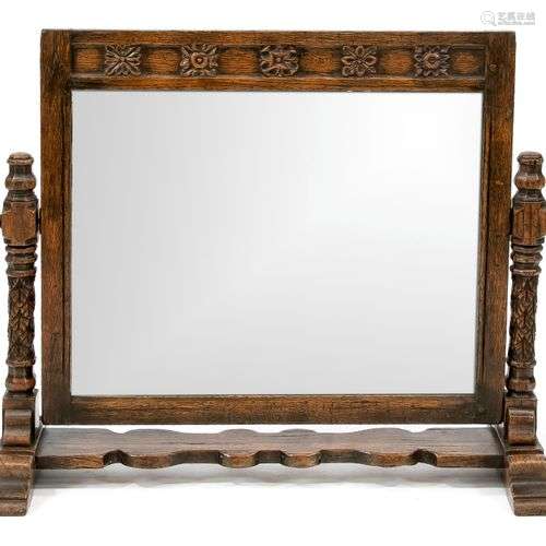 Swivel table mirror, 19th century, solid oak, 59 x 60 x 28 c...