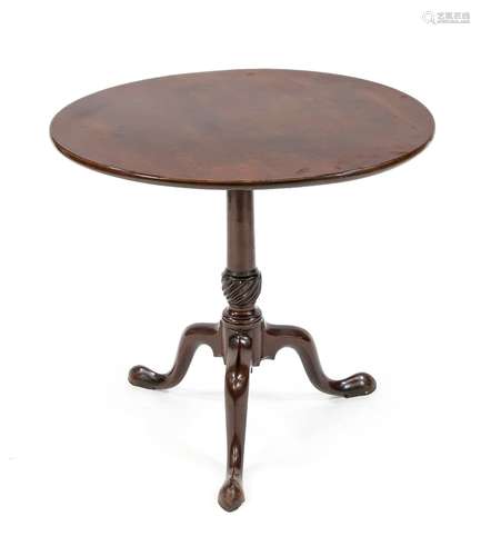 Tripod table, round side table, England 18th c., solid mahog...