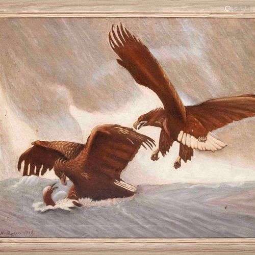 Copyist after unknown model, 1932, two sea eagles prey on a ...