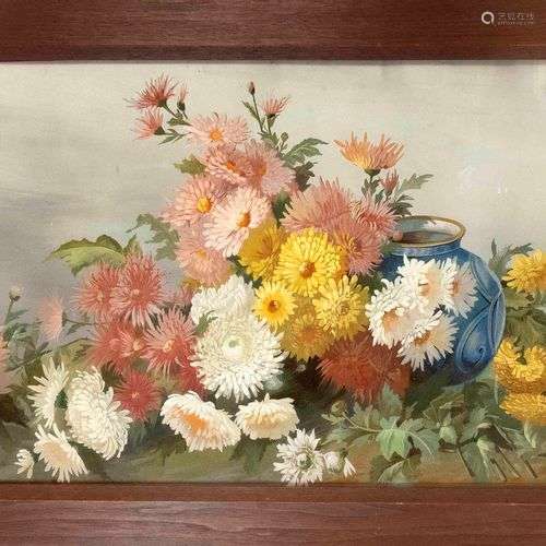 C.Peulicke, painter c. 1900, large floral still life with ch...