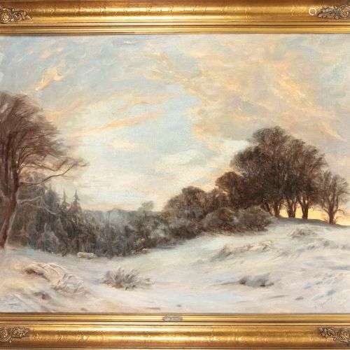 Hans Agersnap (1857-1925), atmospheric winter scene in the e...