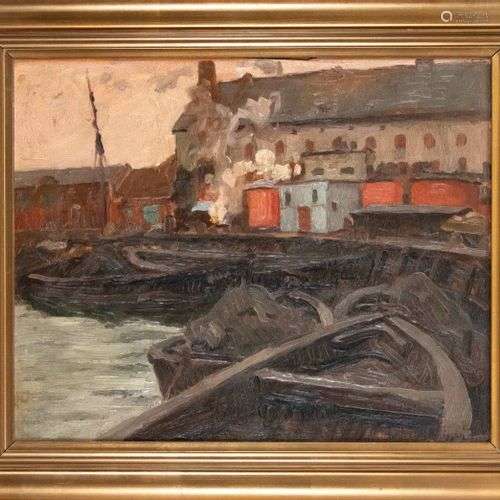 Sally Philipsen (1879-1936), Hafenpartie, oil on canvas, sig...