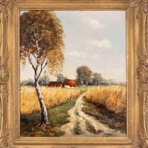 D. Rauscher, landscape painter mid-20th century, field path ...