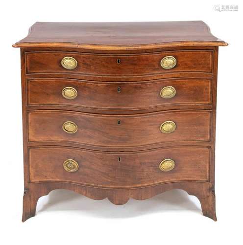 Chest of drawers (Bow Chest), England 18th century, mahogany...