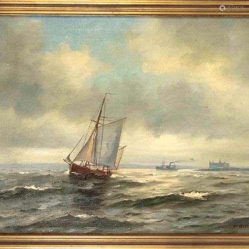 Sten Bille (1890-1953), Sailing ship in front of Frederiksbo...