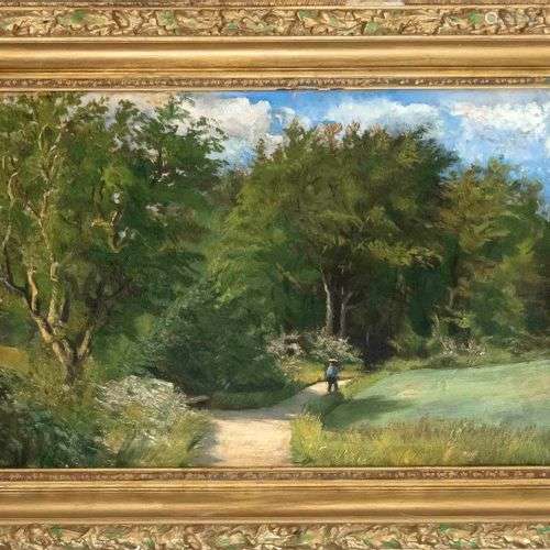 Unidentified artist of the 19th century, park landscape, oil...
