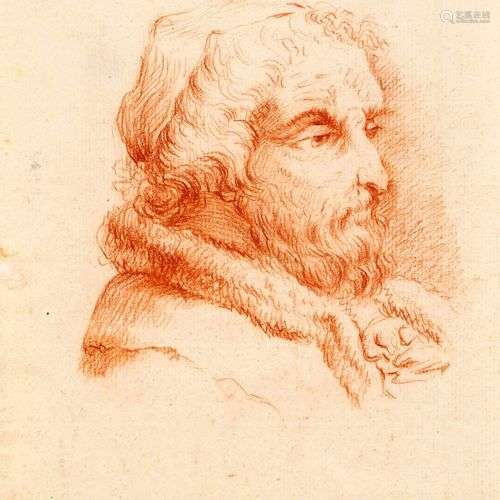 Unknown artist, 17th/18th century, study of a bearded man in...