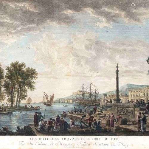 Jean Daullé (1703-1763) ''Les différents Travaux d'un Port d...