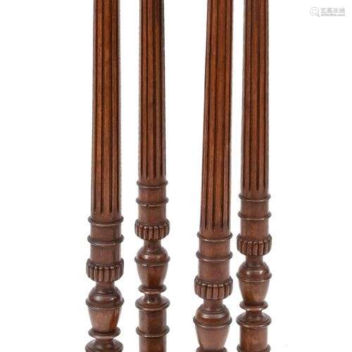 Flower table around 1880, solid walnut, turned fluted frame,...