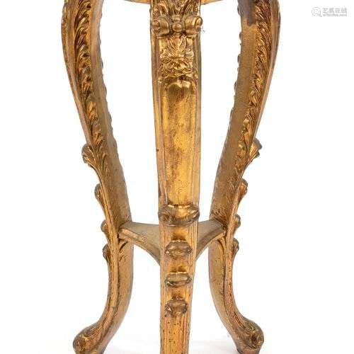 Flower table in baroque style, 20th c., wood gold lacquered,...