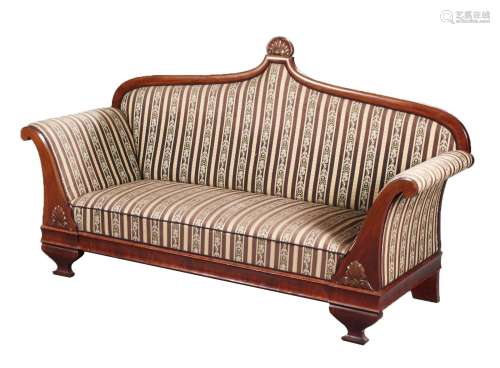 Sofa in Biedermeier style, Denmark around 1900, solid mahoga...