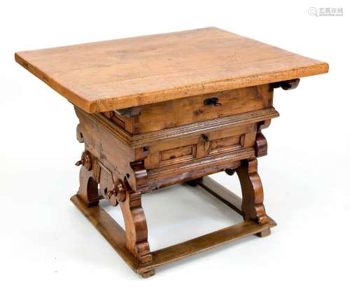 Baroque table, 17th/18th c., solid oak and birch, large draw...