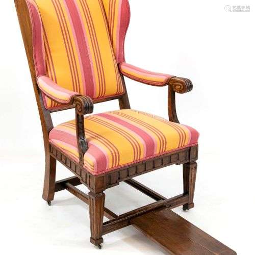 Empire earback armchair circa 1790, solid cherry, on castor ...