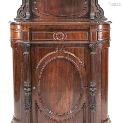 Vertiko with top around 1880, rosewood veneered, single door...